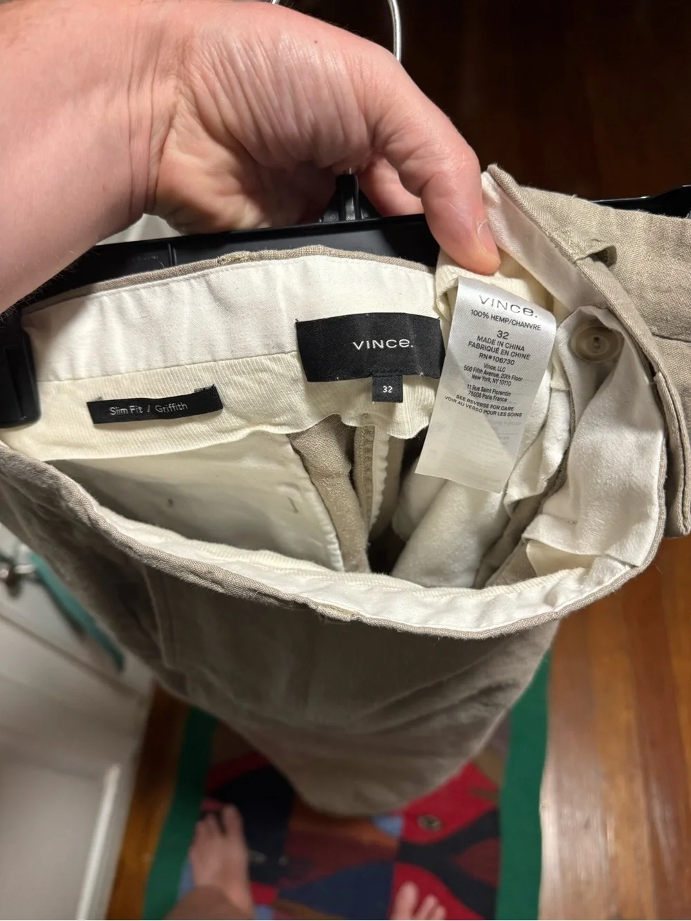 Vince Men's Light Beige 100% Hemp Chinos - 32” x 32”